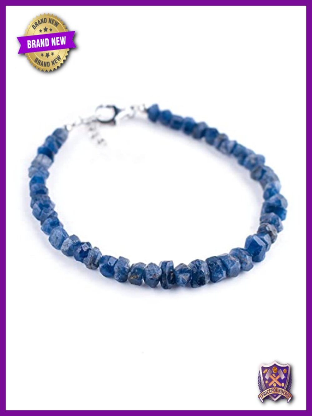 Natural Raw Blue Sapphire Dainty Bracelet 925 Sterling Silver 8 inch